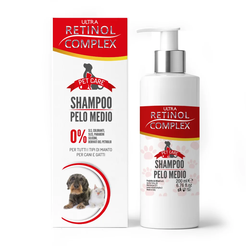 CHAMPU DE MASCOTAS PARA CABELLO MEDIO 200ML. RETINOL COMPLEX